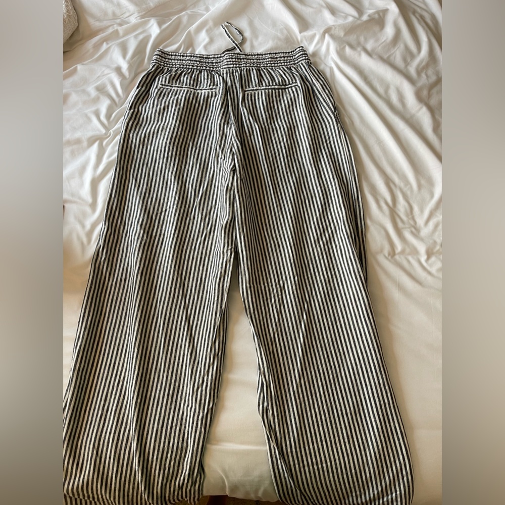 Grey and White Striped Linen pants